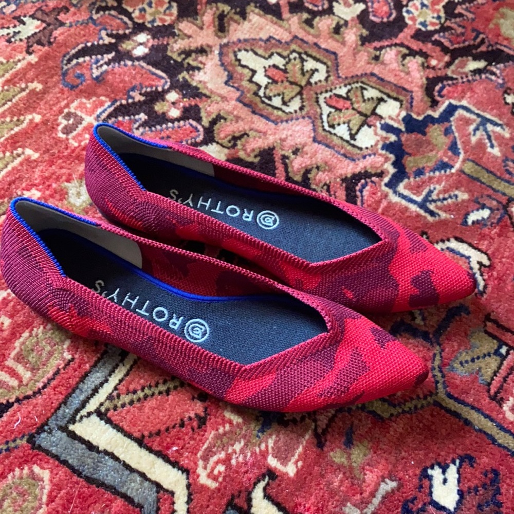 Rothys red camo flats